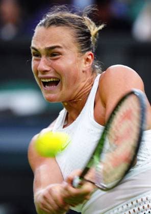 Mandatory Credit: Photo by Javier Garcia Shutterstock (13995877mm) Aryna Sabalenka during her first round match Wimbledon Tennis Championships, Day 2, The All England Lawn Tennis and Croquet Club, London, UK - 04 Jul 2023 Wimbledon Tennis Championships, Day 2, The All England Lawn Tennis and Croquet Club, London, UK - 04 Jul 2023  Copyright: xJavierxGarcia Shutterstockx 13995877mm