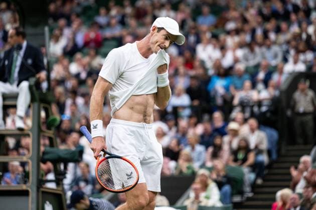 230704 Andy Murray of Great Britain competes in a first round singles tennis match against Ryan Peniston of Great Britain during day 2 of Wimbledon on July 4, 2023 in London Photo Jesper Zerman BILDBYRAN COP 234 JZ0390 tennis wimbledon day 2 bbeng depp  Copyright: JESPERxZERMAN BB230704JZ053