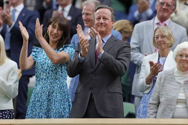 David Cameron, GBR, former prime minister, during first round of 2023 All England Lawn Tennis Championships at Wimbledon, gentlemens singles, London, 04 07 2023