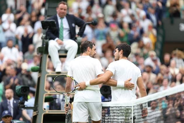Carlos Alcaraz (Spa) TENNIS : Wimbledon 2023 - 04 07 2023 AntoineCouvercelle Panoramic  
