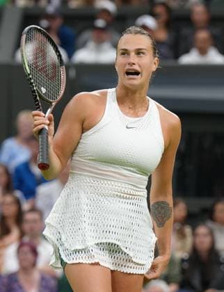 Tennis - 2023 Wimbledon Championships - Week One - Day Two - All England Lawn Tennis & Croquet Club, Wimbledon - Tuesday 4th July 2023 Panna Udvardy (HUN) v Tryna Sabalenka Tryna Sabalenka 