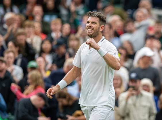 Tennis - Wimbledon Championship 2023 - Day 2 LONDON, ENGLAND - Tuesday, July 4, 2023: Cameron Norrie (GBR) celebrates after beating Tomas Machac (CZE) during the Gentlemen s Singles 1st Round match on Day Two of The Championships Wimbledon 2023 at the All England Lawn Tennis and Croquet Club. LONDON All England Lawn Tennis and Croq GREATER LONDON ENGLAND  Copyright: xKirstenxHolstx P2023-07-04-Wimbledon_Day_2-42