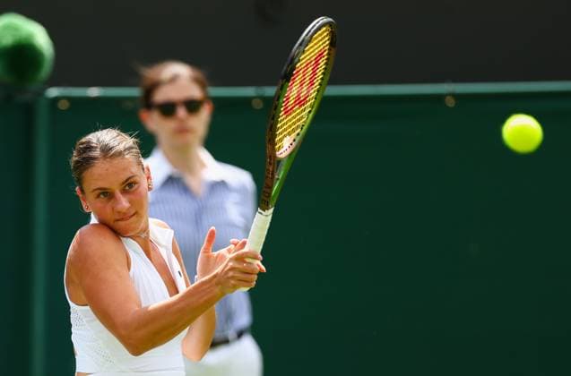 Mandatory Credit: Photo by Simon Dael Shutterstock (13995914e) Marta Kostyuk Wimbledon Tennis Championships, Day 3, The All England Lawn Tennis and Croquet Club, London, UK - 05 Jul 2023 Wimbledon Tennis Championships, Day 3, The All England Lawn Tennis and Croquet Club, London, UK - 05 Jul 2023  Copyright: xSimonxDael Shutterstockx 13995914e