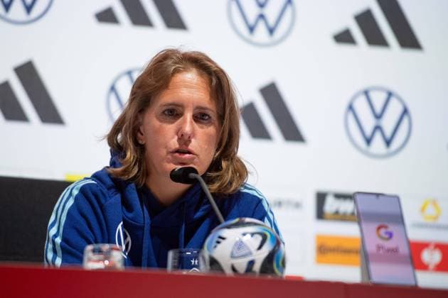 Britta Carlson Co Trainer Germany , GER, DFB Fussball Frauen Nationalmannschaft, Press Conference, FIFA WM Vorbereitung 2023 in Herzogenaurach, 04 07 2023 GER, DFB Fussball Frauen Nationalmannschaft, Press Conference, FIFA WM Vorbereitung 2023 in Herzogenaurach, 04 07 2023 Herzogenaurach Copyright: xEibner-Pressefoto Memmlerx EP_MMR