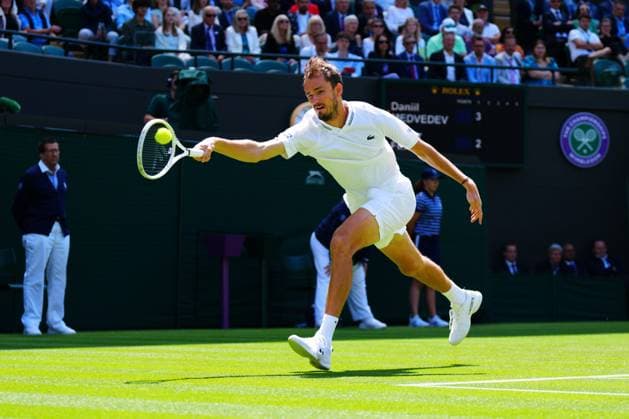 Mandatory Credit: Photo by Javier Garcia Shutterstock (13995913ap) Daniil Medvedev during his first round match Wimbledon Tennis Championships, Day 3, The All England Lawn Tennis and Croquet Club, London, UK - 05 Jul 2023 Wimbledon Tennis Championships, Day 3, The All England Lawn Tennis and Croquet Club, London, UK - 05 Jul 2023  Copyright: xJavierxGarcia Shutterstockx 13995913ap