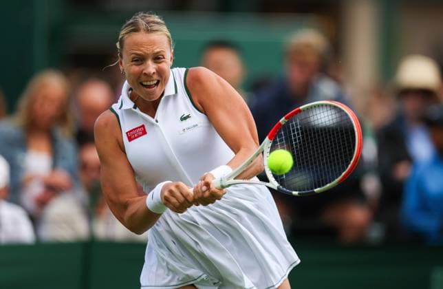 Mandatory Credit: Photo by Ella Ling Shutterstock (13995906k) Anett Kontaveit during her first round match. The 27-year-old Estonian player has announced that she will retire after the tournament due to a back injury. Wimbledon Tennis Championships, Day 3, The All England Lawn Tennis and Croquet Club, London, UK - 05 Jul 2023 Wimbledon Tennis Championships, Day 3, The All England Lawn Tennis and Croquet Club, London, UK - 05 Jul 2023  Copyright: xEllaxLing Shutterstockx 13995906k