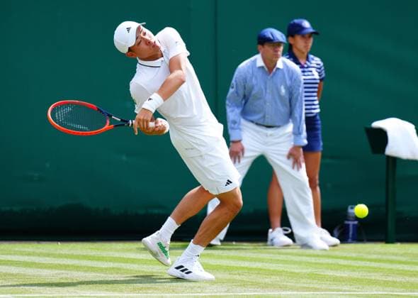 Mandatory Credit: Photo by Javier Garcia Shutterstock (13995913cd) Yibing Wu during his first round match Wimbledon Tennis Championships, Day 3, The All England Lawn Tennis and Croquet Club, London, UK - 05 Jul 2023 Wimbledon Tennis Championships, Day 3, The All England Lawn Tennis and Croquet Club, London, UK - 05 Jul 2023  Copyright: xJavierxGarcia Shutterstockx 13995913cd