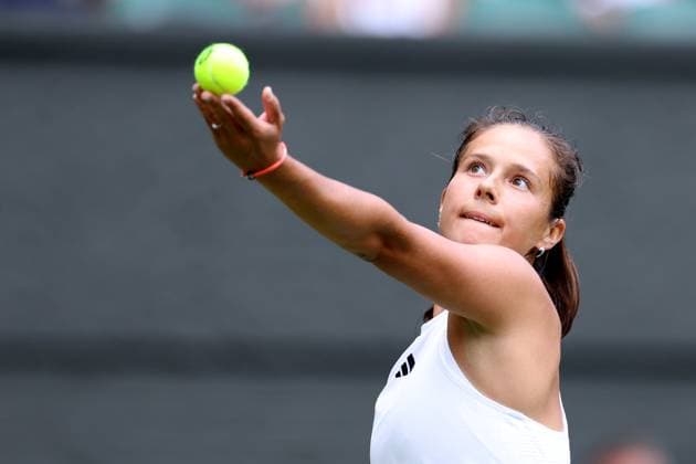 5th July 2023; All England Lawn Tennis and Croquet Club, London, England: Wimbledon Tennis Tournament; Daria Kasatkina serves to Jodie Burrage , ladies singles  ActionPlus12527278 ShaunxBrooks