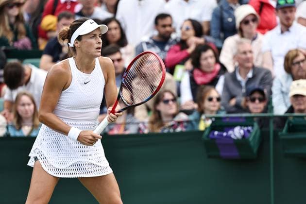 Tatjana Maria, GER, during rain delayed first round of 2023 All England Lawn Tennis Championships at Wimbledon, womens singles, London, 05 07 2023