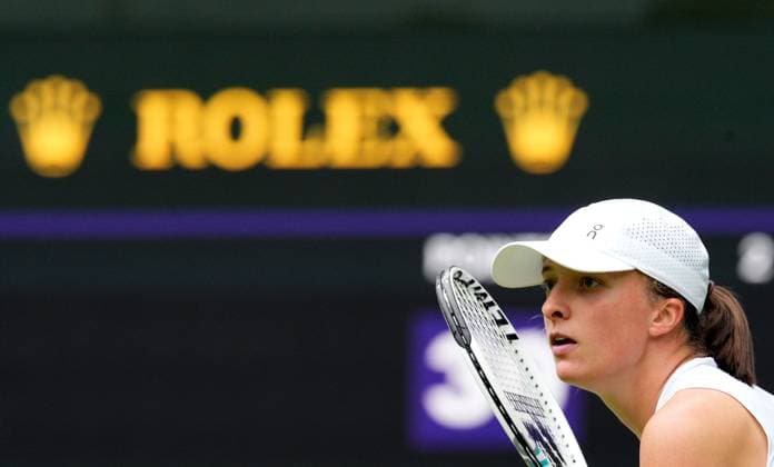 Mandatory Credit: Photo by Dave Shopland Shutterstock (13995910eq) Iga Swiatek during her second round match Wimbledon Tennis Championships, Day 3, The All England Lawn Tennis and Croquet Club, London, UK - 05 Jul 2023 Wimbledon Tennis Championships, Day 3, The All England Lawn Tennis and Croquet Club, London, UK - 05 Jul 2023  Copyright: xDavexShopland Shutterstockx 13995910eq