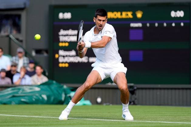 Mandatory Credit: Photo by Dave Shopland Shutterstock (13995910fu) Novak Djokovic during his second round match Wimbledon Tennis Championships, Day 3, The All England Lawn Tennis and Croquet Club, London, UK - 05 Jul 2023 Wimbledon Tennis Championships, Day 3, The All England Lawn Tennis and Croquet Club, London, UK - 05 Jul 2023  Copyright: xDavexShopland Shutterstockx 13995910fu