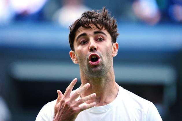 Mandatory Credit: Photo by Javier Garcia Shutterstock (13995913dv) Jordan Thompson reacts during his second round match Wimbledon Tennis Championships, Day 3, The All England Lawn Tennis and Croquet Club, London, UK - 05 Jul 2023 Wimbledon Tennis Championships, Day 3, The All England Lawn Tennis and Croquet Club, London, UK - 05 Jul 2023  Copyright: xJavierxGarcia Shutterstockx 13995913dv