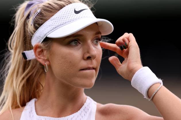 5th July 2023; All England Lawn Tennis and Croquet Club, London, England: Wimbledon Tennis Tournament; Katie Boulter celebrates as she wins a point against Daria Saville  ActionPlus12527308 ShaunxBrooks