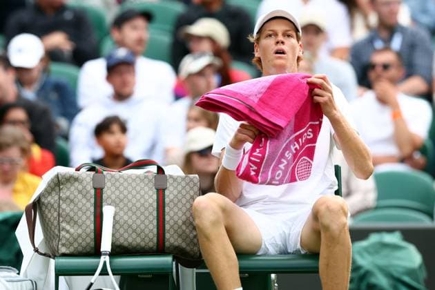 Mandatory Credit: Photo by Simon Dael Shutterstock (13995914fl) Jannik Sinner during his second round match Wimbledon Tennis Championships, Day 3, The All England Lawn Tennis and Croquet Club, London, UK - 05 Jul 2023 Wimbledon Tennis Championships, Day 3, The All England Lawn Tennis and Croquet Club, London, UK - 05 Jul 2023  Copyright: xSimonxDael Shutterstockx 13995914fl