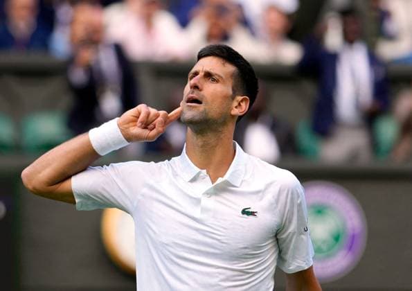 Mandatory Credit: Photo by Dave Shopland Shutterstock (13995910iy) Novak Djokovic celebrates victory in his second round match Wimbledon Tennis Championships, Day 3, The All England Lawn Tennis and Croquet Club, London, UK - 05 Jul 2023 Wimbledon Tennis Championships, Day 3, The All England Lawn Tennis and Croquet Club, London, UK - 05 Jul 2023  Copyright: xDavexShopland Shutterstockx 13995910iy