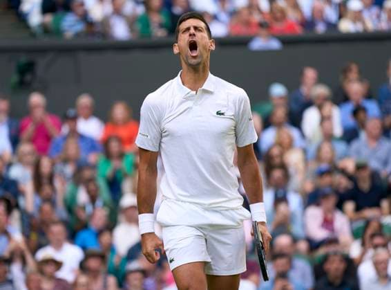 at the 2023 Wimbledon Championships Novak Djokovic (SRB) screams in his second round match against Jordan Thompson (AUS) on Day three at the 2023 Wimbledon Championships at the All England Club, London, United Kingdom,, Credit:Peter van den Berg Avalon United Kingdom, England, London, All England Lawn Tennis and Croquet Club  Copyright: xPeterxvanxdenxBergx xAvalonx 0787369410