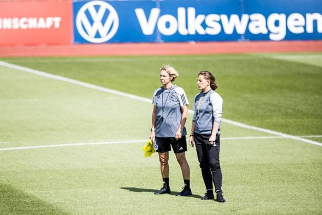 Training DFB Women 05 07 2023 Martina Voss Tecklenburg national coach, Germany , Britta Carlson assistant coach Germany Training in the afternoon DFB Women, Herzogenaurach, adidas Homeground Copyright: xBEAUTIFULxSPORTS Wunderlx