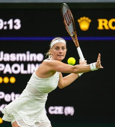 Tennis - Wimbledon Championship 2023 - Day 3 LONDON, ENGLAND - Wednesday, July 5, 2023: Petra Kvitova (CZE) in action against Jasmine Paolini (ITA) during the Ladies Singles 1st Round match on Day Three of The Championships Wimbledon 2023 at the All England Lawn Tennis and Croquet Club. LONDON All England Lawn Tennis and Croq GREATER LONDON ENGLAND  Copyright: xKirstenxHolstx P2023-07-05-Wimbledon_Day_3-52