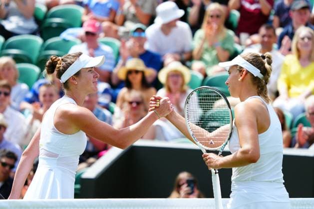 Mandatory Credit: Photo by Javier Garcia Shutterstock (13995919bj) Elina Svitolina celebrates victory in her second round match against Elise Mertens Wimbledon Tennis Championships, Day 4, The All England Lawn Tennis and Croquet Club, London, UK - 06 Jul 2023 Wimbledon Tennis Championships, Day 4, The All England Lawn Tennis and Croquet Club, London, UK - 06 Jul 2023  Copyright: xJavierxGarcia Shutterstockx 13995919bj