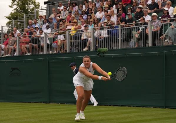 Tennis - 2023 Wimbledon Championships - Week One - Day Four - All England lawn Tennis & Racquet Club, Wimbledon - Thursday 6th July Karolina Muchova (CZE) v Jule Niemeier (GER) Jule Niemeier (GER) 