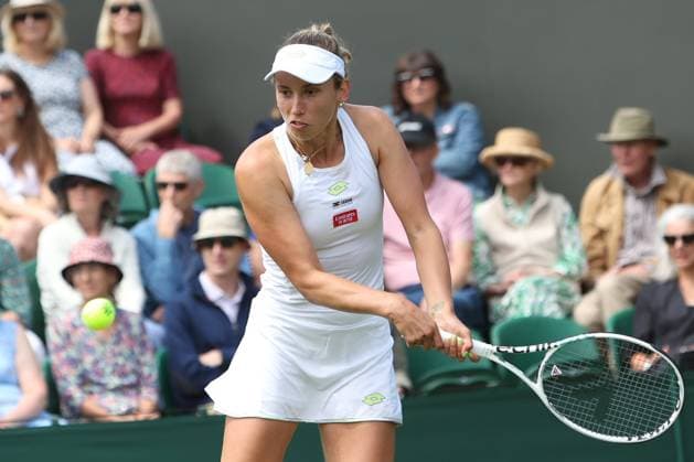 The Championships Wimbledon 2023- DAY 4- 06 07 2023 Great Britain, London, All England Lawn Tennis Club, The Championships Wimbledon 2023 - DAY 4- 06 07 2023 Belgian player Elise Mertens (BEL) pictured during her second round against Elina Svitolina (UKR) in London , All England Lawn Tennis Club at The Championships Wimbledon 2023 LONDON GREAT BRITAIN  Copyright: xMélaniexJeusettex