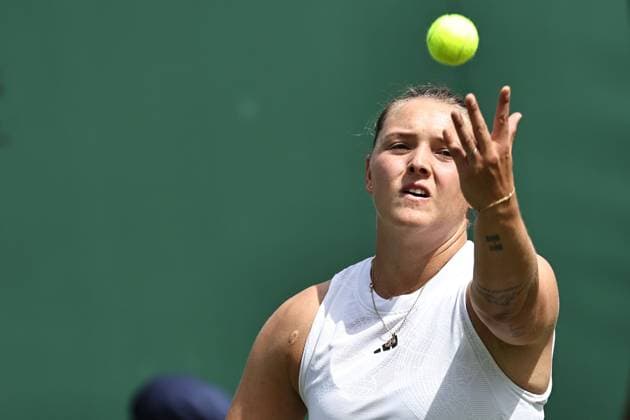 Jule Niemeier, GER, during rain delayed first round of 2023 All England Lawn Tennis Championships at Wimbledon, womens singles, London, 06 07 2023