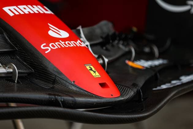 Scuderia Ferrari F1-75, mechanical detail, front wing, aileron, during the 2023 Formula 1 Aramco British Grand Prix, 10th round of the 2023 Formula One World Championship, WM, Weltmeisterschaft from July 7 to 9, 2023 on the Silverstone Circuit, in Silverstone, United Kingdom  Copyright: xAntoninxVincent DPPI IPAxSportx x xIPAxSportx 0 IPA_IPA39077810