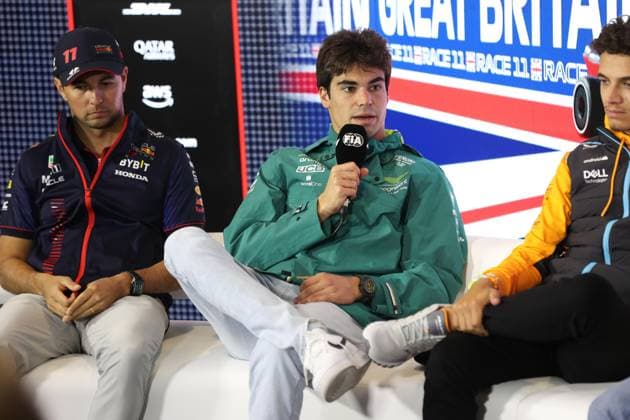 press conference, PK, Pressekonferenz STROLL Lance (can), Aston Martin F1 Team AMR22, portrait during the 2023 Formula 1 Aramco British Grand Prix, 10th round of the 2023 Formula One World Championship, WM, Weltmeisterschaft from July 7 to 9, 2023 on the Silverstone Circuit, in Silverstone, United Kingdom - F1 - BRITISH GRAND PRIX 2023 DPPI Panoramic  00123024_AV6_1219 