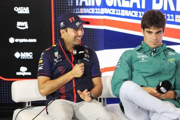 press conference, PK, Pressekonferenz PEREZ Sergio (mex), Red Bull Racing RB18, portrait during the 2023 Formula 1 Aramco British Grand Prix, 10th round of the 2023 Formula One World Championship, WM, Weltmeisterschaft from July 7 to 9, 2023 on the Silverstone Circuit, in Silverstone, United Kingdom - F1 - BRITISH GRAND PRIX 2023 DPPI Panoramic  00123024_AV6_1251 