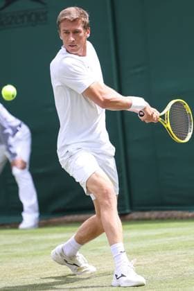 Great Britain, London, All England Lawn Tennis Club, The Championships Wimbledon 2023 - DAY 4- 6 07 2023 Belgian player Kimmer Koppejans (BEL) pictured during his first round against No.16 seed Alex De Minaur (AUS) in London , All England Lawn Tennis Club at The Championships Wimbledon 2023 The Championships Wimbledon 2023- DAY 4- 06 07 2023 PhotoNews Panoramic 