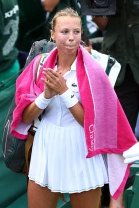Mandatory Credit: Photo by Simon Dael Shutterstock (13995920cc) Anett Kontaveit after defeat in her second round match. The 27-year-old Estonian player has announced that she will retire after the tournament due to a back injury Wimbledon Tennis Championships, Day 4, The All England Lawn Tennis and Croquet Club, London, UK - 06 Jul 2023 Wimbledon Tennis Championships, Day 4, The All England Lawn Tennis and Croquet Club, London, UK - 06 Jul 2023  Copyright: xSimonxDael Shutterstockx 13995920cc