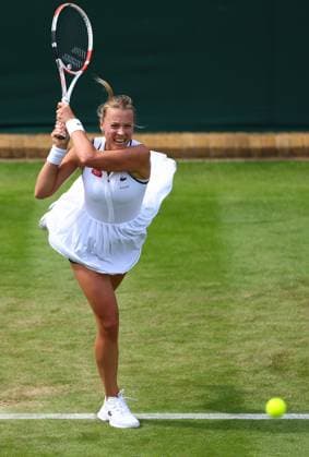 Mandatory Credit: Photo by Simon Dael Shutterstock (13995920cl) Anett Kontaveit during her second round match. The 27-year-old Estonian player has announced that she will retire after the tournament due to a back injury Wimbledon Tennis Championships, Day 4, The All England Lawn Tennis and Croquet Club, London, UK - 06 Jul 2023 Wimbledon Tennis Championships, Day 4, The All England Lawn Tennis and Croquet Club, London, UK - 06 Jul 2023  Copyright: xSimonxDael Shutterstockx 13995920cl
