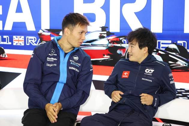 press conference, PK, Pressekonferenz ALBON Alexander (tha), Williams Racing FW44, TSUNODA Yuki (jap), Scuderia AlphaTauri AT03, portrait during the 2023 Formula 1 Aramco British Grand Prix, 10th round of the 2023 Formula One World Championship, WM, Weltmeisterschaft from July 7 to 9, 2023 on the Silverstone Circuit, in Silverstone, United Kingdom  Copyright: xAntoninxVincent DPPI IPAxSportx x xIPAxSportx 0 IPA_IPA39081063
