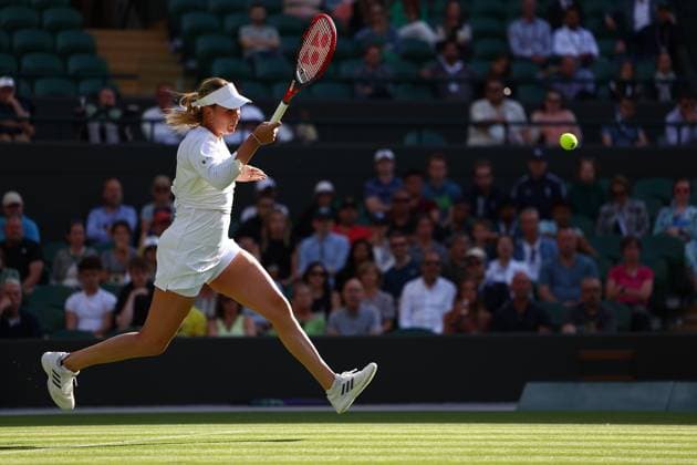 Mandatory Credit: Photo by Simon Dael Shutterstock (13995920fc) Donna Vekic in action during their match vs Sloane Stephens Wimbledon Tennis Championships, Day 4, The All England Lawn Tennis and Croquet Club, London, UK - 06 Jul 2023 Wimbledon Tennis Championships, Day 4, The All England Lawn Tennis and Croquet Club, London, UK - 06 Jul 2023  Copyright: xSimonxDael Shutterstockx 13995920fc
