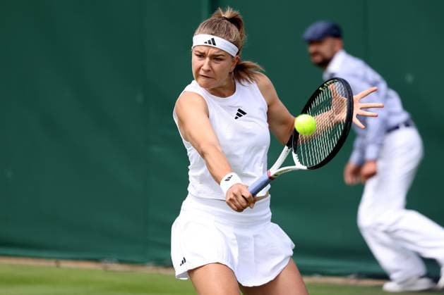6th July 2023; All England Lawn Tennis and Croquet Club, London, England: Wimbledon Tennis Tournament; Karolina Muchova during her match with Jule Niemeier  ActionPlus12527709 ShaunxBrooks