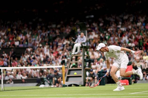 6th July 2023; All England Lawn Tennis and Croquet Club, London, England: Wimbledon Tennis Tournament; Andy Murray during his match with Stefanos Tsitsipas  ActionPlus12527859 ShaunxBrooks