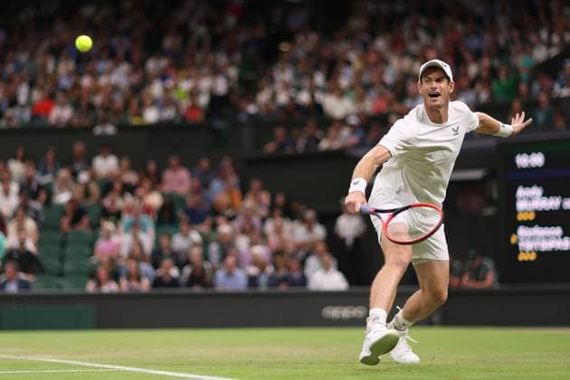 6th July 2023; All England Lawn Tennis and Croquet Club, London, England: Wimbledon Tennis Tournament; Andy Murray during his match with Stefanos Tsitsipas  ActionPlus12527860 ShaunxBrooks