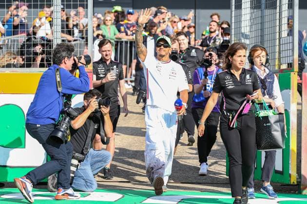 FORMULA 1 ARAMCO BRITISH GRAND PRIX 2023, 06 07 2023 Lewis Hamilton 44 (GBR), Mercedes AMG Petronas W14 arrives and waves at fans on media day during the FORMULA 1 ARAMCO BRITISH GRAND PRIX 2023 at Silverstone Circuit, Silverstone, United Kingdom on 6 July 2023 Editorial Use Only Copyright: xPhilxDuncanx ESM-0742-0029