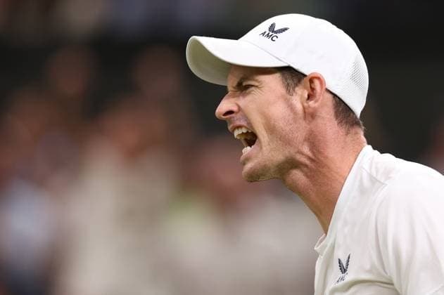 6th July 2023; All England Lawn Tennis and Croquet Club, London, England: Wimbledon Tennis Tournament; Men s singles match, Andy Murray versus Stefanos Tsitsipas; Murray celebrates winning the 2nd set  ActionPlus12527880 ShaunxBrooks