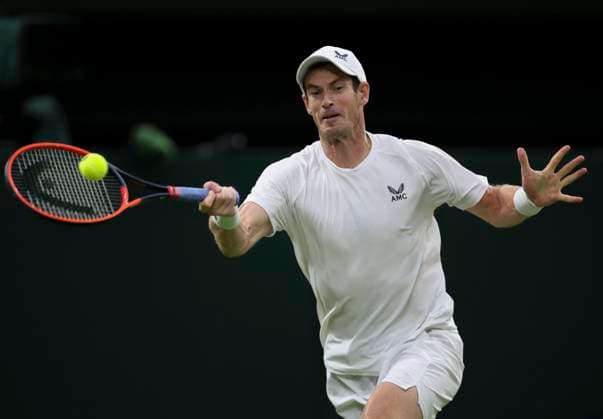 (230707) -- LONDON, July 7, 2023 -- Andy Murray of Britain competes during the men s singles second round match between Andy Murray of Britain and Stefanos Tsitsipas of Greece at Wimbledon tennis Championship in London, Britain, on July 6, 2023. ) (SP)BRITAIN-LONDON-TENNIS-WIMBLEDON-DAY 4 HanxYan 