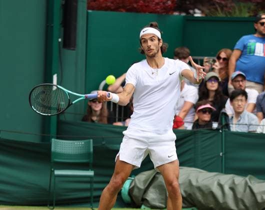 TENNIS - Wimbledon 2023 LONDON,ENGLAND,07.JUL.23 - TENNIS - ATP, Tennis Herren World Tour, Wimbledon, Grand Slam. Image shows Lorenzo Musetti (ITA).  GEPAxpictures xAlanxGrieves
