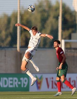 (230707) -- MALTA, July 7, 2023 -- Italy s Pio Esposito (L) heads the ball during the UEFA Under-19 EURO championship final tournament Group A football match between Portugal and Italy at the Centenary Stadium, in Ta Qali, Malta, on July 6, 2023. (Photo by Xinhua) (SP)MALTA-TA QALI-FOOTBALL-UEFA UNDER-19 EURO FINAL TOURNAMENT-PORTUGAL VS ITALY JonathanxBorg 