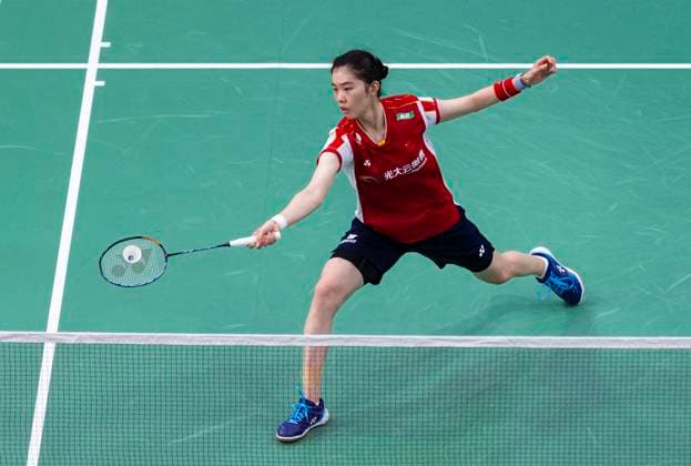 (230707) -- CALGARY, July 7, 2023 -- Gao Fangjie of China returns a shot during the second round of women s singles match against Jenjira Stadelmann of Switzerland at the 2023 Canada Open badminton tournament in Calgary, Canada, on July 6, 2023. (Photo by Xinhua) (SP)CANADA-CALGARY-BADMINTON-CANADA OPEN-WOMEN S SINGLES ZouxZheng 