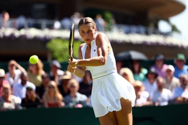 Mandatory Credit: Photo by Simon Dael Shutterstock (13995929m) Marta Kostyuk during her second round match Wimbledon Tennis Championships, Day 5, The All England Lawn Tennis and Croquet Club, London, UK - 07 Jul 2023 Wimbledon Tennis Championships, Day 5, The All England Lawn Tennis and Croquet Club, London, UK - 07 Jul 2023  Copyright: xSimonxDael Shutterstockx 13995929m