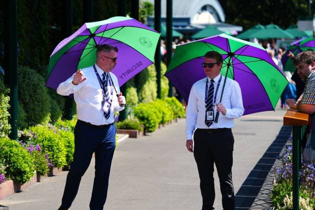 Mandatory Credit: Photo by Javier Garcia Shutterstock (13995928k) Security guards Wimbledon Tennis Championships, Day 5, The All England Lawn Tennis and Croquet Club, London, UK - 07 Jul 2023 Wimbledon Tennis Championships, Day 5, The All England Lawn Tennis and Croquet Club, London, UK - 07 Jul 2023  Copyright: xJavierxGarcia Shutterstockx 13995928k