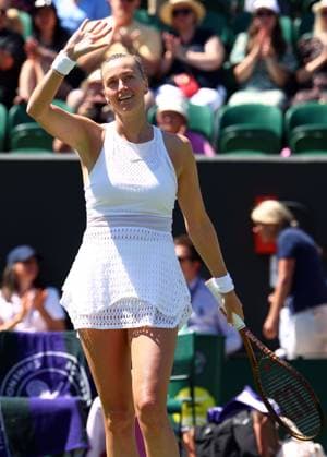 Mandatory Credit: Photo by Simon Dael Shutterstock (13995929aa) Petra Kvitova celebrates victory in her second round match Wimbledon Tennis Championships, Day 5, The All England Lawn Tennis and Croquet Club, London, UK - 07 Jul 2023 Wimbledon Tennis Championships, Day 5, The All England Lawn Tennis and Croquet Club, London, UK - 07 Jul 2023  Copyright: xSimonxDael Shutterstockx 13995929aa