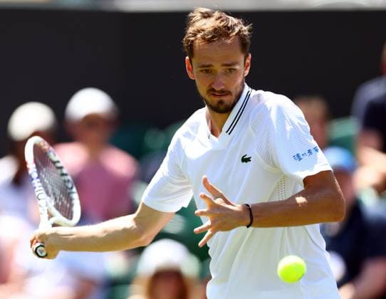 Mandatory Credit: Photo by Simon Dael Shutterstock (13995929ax) Daniil Medvedev during his second round match Wimbledon Tennis Championships, Day 5, The All England Lawn Tennis and Croquet Club, London, UK - 07 Jul 2023 Wimbledon Tennis Championships, Day 5, The All England Lawn Tennis and Croquet Club, London, UK - 07 Jul 2023  Copyright: xSimonxDael Shutterstockx 13995929ax