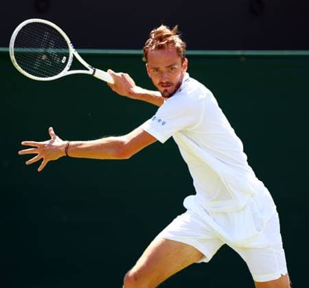 Mandatory Credit: Photo by Simon Dael Shutterstock (13995929az) Daniil Medvedev during his second round match Wimbledon Tennis Championships, Day 5, The All England Lawn Tennis and Croquet Club, London, UK - 07 Jul 2023 Wimbledon Tennis Championships, Day 5, The All England Lawn Tennis and Croquet Club, London, UK - 07 Jul 2023  Copyright: xSimonxDael Shutterstockx 13995929az
