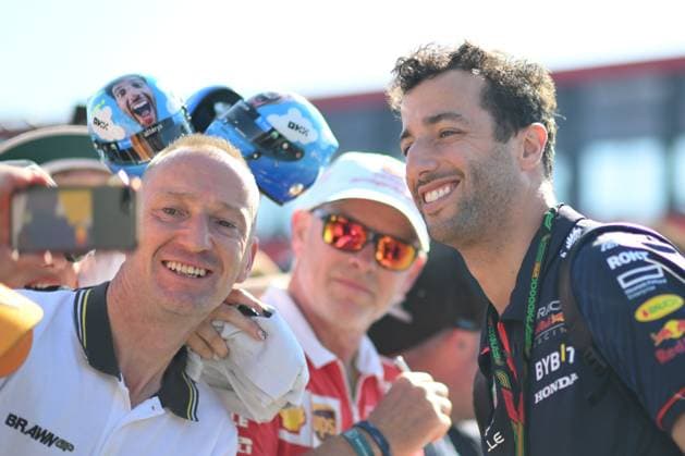 7th July 2023: Silverstone Circuit, Northamptonshire, England: Formula 1 2023 Aramco British F1 Grand Prix: Free Practice Day; Sergio Perez of the Red Bull Racing team signs autographs on arrival at Silverstone  ActionPlus12527937 SimonxWest