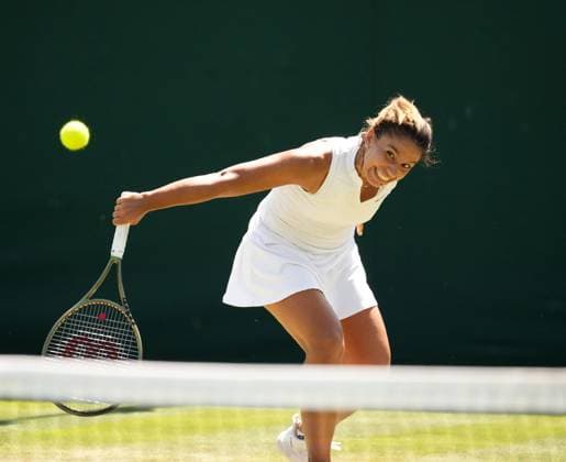 Tennis - 2023 Wimbledon Championships - Week One - Day Five - All England lawn Tennis & Racquet Club, Wimbledon - Friday 7th Ladies singles - Natalija Stevanovic (SRB) Nikola Cacic (SRB) v Tamara Korpatsch (GRE) Natalija Stevanovic (SRB) 